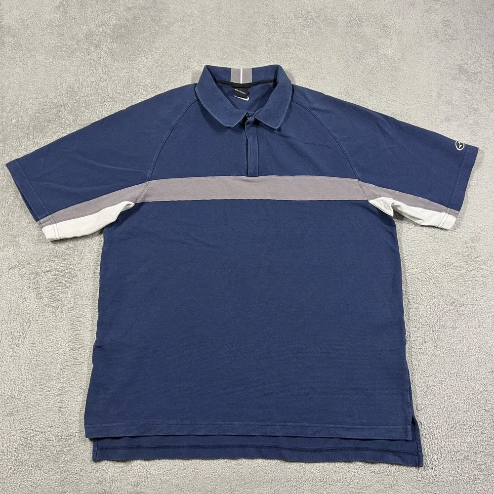 Vintage Nike Tiger Woods Yin Yang Polo Shirt Mens XL Blue Golf Logo Zip